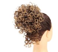 60g Elastic Drawstring Loose Wave Curly Hairs Synthetic Messy Bun Piece Buns Hair Piece Extensions For Women Dark Brown Elegant or Chic Look(Brown Bloned)