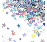 60g Glitter Star Confetti, Full Silver Twinkle Sequins Scatter Star Table Confetti Metallic Foil Stars for Party Wedding Birthday Festival Decorations (Silver 10mm,6mm)