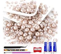 60g Light Coffee Flatback Half Round Pearls Mixed Size 3-10mm Resin Craft Beads for Nail Art, Face Gems, DIY Jewelry Making