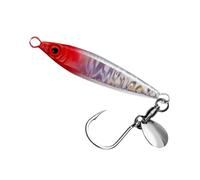 60g Metal Jig Lure Red Head Silver Spinner Blade Single Hook Sea | Red head silver finish with integrated spinner blade and 3/0 hook for fast-sinking sea fishing performance