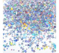60g Silver Star Glitter Confetti, Full Silver Twinkle Sequins Scatter Star Table Confetti,Twinkle Sequins Scatter Stars Confettis, for Party Wedding Birthday Festival, Christmas Decoration