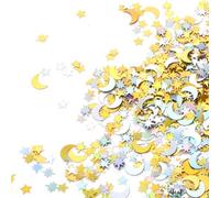60g Star Moon Confetti, Glitter Star Table Confetti for Party Supplies, Metallic Foil Stars, Sequins Sprinkles for Birthday Wedding Halloween, Christmas Decoration (Gold Silver 60g)