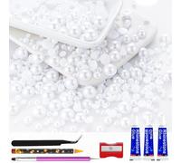 60g White Flatback Half Round Pearls Mixed Size 3-10mm Resin Craft Beads for Nail Art, Face Gems, DIY Jewelry Making