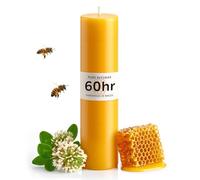 60hr Burning time Pure Beeswax Pillar Candle - Handmade in Wales