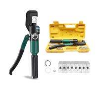 60Hydraulic Crimping, Hand Operated Crimping Tool with 8 Dies (4-70mm²) & Carry Case, 10mm Stroke, Hydraulic Cable Lug Crimper for Aluminum Plastic PEX Tubes
