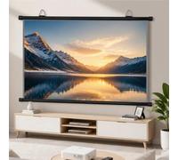 60IN Projector Screen HD Pull Down Movies Screen Anti-Light | Projector Screen Portable Ceiling Wall Mount, Indoor Outdoor Projection Screen Upgraded, 16:9