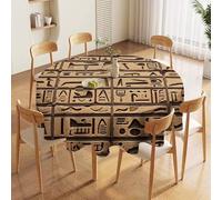 60in Round Tablecloth Stain & Heat Resistant Polyester | Wrinkle Free Washable Egypt Hieroglyphics Table Cover for 5 to 6 Foot Tables Dining Kitchen Party Picnic Buffet Wedding Farmhouse Decor