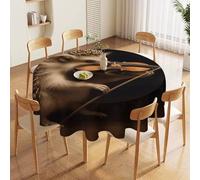 60in Round Tablecloth Stain & Heat Resistant Polyester | Wrinkle Free Washable Hedgehog Music Violin Table Cover for 5 to 6 Foot Tables Dining Kitchen Party Picnic Buffet Wedding Farmhouse Decor