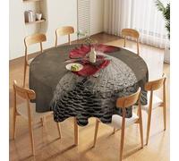 60in Round Tablecloth Stain & Heat Resistant Polyester | Wrinkle Free Washable White Feather Rooster Table Cover for 5 to 6 Foot Tables Dining Kitchen Party Picnic Buffet Wedding Farmhouse Decor