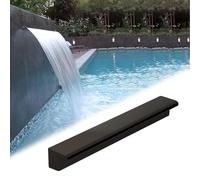 60in Stainless Steel Pool Waterfall Spillway - Rectangular Outdoor Water Feature with Pipe Connector, Black Overflow Spout for Garden Landscaping, Durable & Stylish