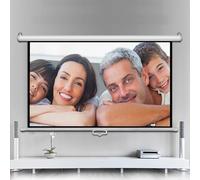 60INCH Projector Screen Manual Pull Down Projection Screen With Slow Retract Mechanism, HD Screen For Home Cinema Theater Presentation Education Outdoor Indoor Public Display(16:9)