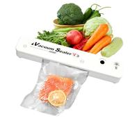 60kpa Vacuum Sealer Machine with 10 Vaccum Bags, Heat Sealer, Food Vacuum Sealer Machine with Built-In Cutter, Vacuum Pack Machine for Dry & Moist Food Preservation (white)
