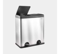 VonHaus Kitchen Bin, 60L Double Recycling Bin for Kitchen, Stainless Steel Two Section Food Waste Separation System with Non-Slip Base & Removable Inner-Compartments 2 x 30L