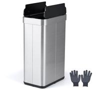 60L Automatic Sensor Trash Can Stainless Steel Kitchen Waste Bin with Dual Flip Lid Recycling Container for Home 41x26.5x66cm Sleek Silver Design