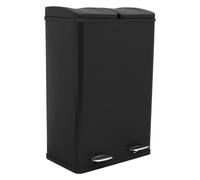 60L Black 2 in 1 Pedal Bin Metal Reycle Rubbish Trash Can Kitchen Waste Dual Compartment 2 x 30L Dual Dustbin Eco Garbage Large Heavy-duty Black