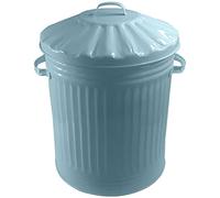 60L Blue Retro Bin Vintage Style Metal Dustbin with Lid Suitable for Indoor or Outdoor - Classic Bin Steel Dustbin for Animal Feed, General Waste, Storage and More - Duck Egg - 60 Litre
