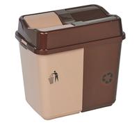 URBNLIVING 60L Duo Kitchen Bin Waste Garbage Can 2 Compartments with Bas Connectors (Brown/Beige)