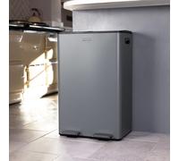 60L Double Compartment Grey Kitchen Bin