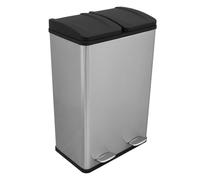 60L Dual Pedal Bin - Stainless Steel, none