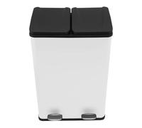 60L Dual Recycling Compartments Double Pedal Bin Rubbish Waste Dustbin