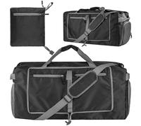 60L Foldable Duffle Bag Large Capacity Travel Weekender Bag with Shoes Compartment Lightweight & Water-Resistant Gym Beach Swimming Bags Pool Sports Gym(Black)
