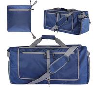 60L Foldable Duffle Bag Large Capacity Travel Weekender Bag with Shoes Compartment Lightweight & Water-Resistant Gym Beach Swimming Bags Pool Sports Gym(Dark Blue)