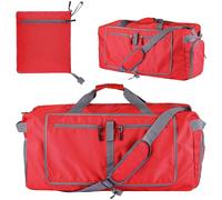 60L Foldable Duffle Bag Large Capacity Travel Weekender Bag with Shoes Compartment Lightweight & Water-Resistant Gym Beach Swimming Bags Pool Sports Gym(Red)