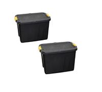 60L Heavy Duty Lockable & Stackable Storage Tub Chest with Clips (2)