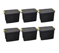 60L Heavy Duty Lockable & Stackable Storage Tub Chest with Clips (6)