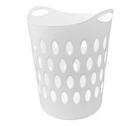 60L Large Flexible Lightweight Plastic Laundry Hamper Basket with Aerate Hole Design and Side Handles - White Single Basket - 57cm (H) x 45cm (W) x 41cm (D)