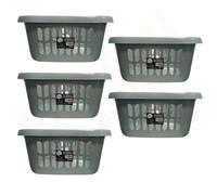 60L Litre Large Capacity High Grade Plastic Hipster Laundry Basket Storage Basket Washing Basket For Clothes Linen Storage Bin Tidy Laundry Hamper Toys Organiser For Bedroom Bathroom (Silver Sage) (5)