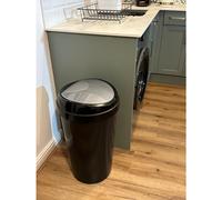 60L Premium Silver Modern Plastic Touch Top Bin, Dustbin, Rubbish Bin for Kitchen, Home With Coloured lids Black/Blue/Red/Silver/Green (SILVER)