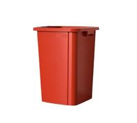 60L Square Trash Can - Commercial & Home Use Red Sanitary Bin without Lid Waste Container for Office Kitchen and Outdoor Use