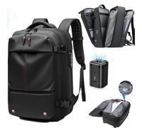 60L Travel Backpack Carry on Flight Approved, Expandable Backpacks with Electric Vacuum Pump, Water Resistant and Anti Theft Fit 17.3 inch Laptop Suitcase backpack for Men Women (Black)