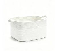 60L Woven Storage Basket, Braided Laundry Basket with Handles, Foldable Laundry Hamper for Blankets, Clothes & Toys, Basket Storage for Living Room, Bedroom & Bathroom (White)