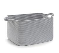 60L Woven Storage Basket, Braided Laundry Basket with Handles, Foldable Laundry Hamper for Blankets, Clothes & Toys, Basket Storage for Living Room, Bedroom & Bathroom (Grey)