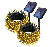 60LED Solar String Lights Outdoor Garden , 2 Pack Total 12M/40FT 120 LED Fairy Lights Solar Powered Waterproof, Solar String Lights for Party, Yard, Terrace, Christmas Decorations（Warm White）