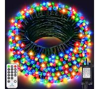 60M 500 LED Fairy Lights Outdoor Green Wire Christmas Lights Plug in Waterproof String Lights Mains Powered with Remote Timer 8 Modes for Outside Garden House Party Decorations-Multicolor