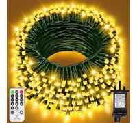 60M 500 LED Fairy Lights Outdoor Green Wire Christmas Lights Plug in Waterproof String Lights Mains Powered with Remote Timer 8 Modes for Outside Garden House Party Decorations-Warm White