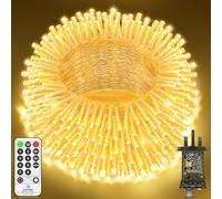 60M 500 LED Fairy Lights Outdoor String Lights Plug in Waterproof Christmas Lights with Remote Timer 8 Modes for Outside Garden Patio Party Yard Gazebo Xmas Tree Wedding Decorations Warm White
