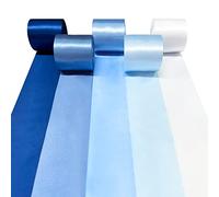 60M Blue White Satin Ribbon 50mm Wide Ombre Blue Fabric Ribbons Large Silk Satin Hanging Streamer Garland for Gift Wrapping Crafts DIY Sewing Hair Bow Birthday Wedding Chair Party Backdrop Decorations