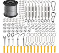 60M Garden Wire For Climbing Plants Training Wire Rope Kits,Stainless Steel Metal Cable Garden Heavy Duty 2mm Catenary Wires Trellis Fence Kit With Turnbuckle Tension Wires Tensioner