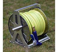 60m Metal Hose Cart Stainless Steel Hose Reel Storage Rack Portable Garden Hosepipe Outdoor Water Pipe Truck Hose Reel Without Hose Silver