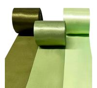 60M Ombre Sage Green Satin Ribbon 50mm Wide Gradient Dusty Green Fabric Ribbons Large Silk Satin Hanging Streamer Garland for Gift Wrapping Crafts DIY Sewing Hair Bow Birthday Wedding Party Backdrop