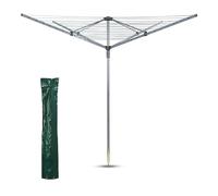 60m Rotary Dryer Heavy Duty 4 Arm Rotary Clothes Airer PVC Coated Outdoor Folding Washing Line with Metal Ground Spike Umbrella Clothes Drying Rack Garden Clothes Dryer Portable Clothes Airer