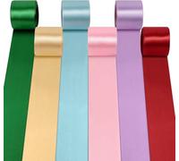 60M Satin Ribbon - 6 Rolls of 50mm Wide Ribbons for Crafting, Premium Quality Thick Silk Ribbon, Double Sided Large Fabric Ribbons for Gift Wrapping Decoration Wedding Party