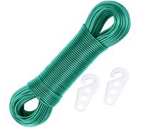 60M Washing Line Rope Full Steel Core, Heavy Duty Clothes Line, Wall Mounted Rotary Washing Line Replacement Line with 2 Tensioners, Plastic PVC Cover