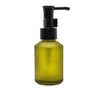 60ml/2oz Green Empty Frosted Glass Lotion Pump Bottle with Black Press Head Refillable Cosmetic Pump Dispensers Travel Hand Soap Container Holder for Essence Remover Oil
