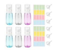 60ml Fine Travel Spray Bottle: 6 Pack Small Spray Bottles, Refillable Mini Spray Bottle in Plastic with Tags Funnel, for Toiletries Perfume Skincare Makeup Lotion, Leak Proof & BPA Free