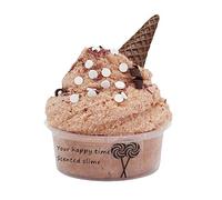 60ML Ice Cream Cone Slime, Cotton Candy Cloud, Scented Toy, Butter Slime Party Favors, Non-Sticky, Fluffy Slime for Girls and Boys, Children's Birthday Party Favor Set (Coffee)